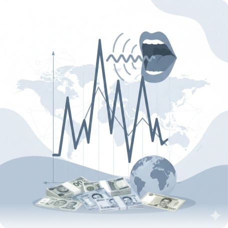 이곳에 관련 이미지 삽입: 급등락하는 환율 그래프와 정부의 구두 개입을 상징하는 삽화