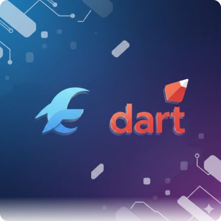 이곳에 관련 이미지 삽입: Flutter와 Dart 로고가 나란히 배치된 세련된 메인 배너 이미지