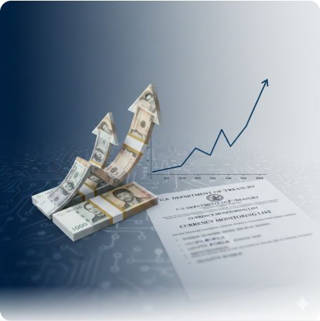 이곳에 관련 이미지 삽입: '환율 관찰대상국' 리스트가 적힌 미 재무부 보고서 또는 원/달러 환율 그래프