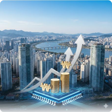 이곳에 관련 이미지 삽입: 서울 강남의 고층 아파트 단지와 한강 조망권 사진