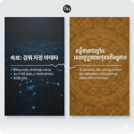 이곳에 관련 이미지 삽입: 한국어와 크메르어가 병기된 SNS 게시물 예시 이미지