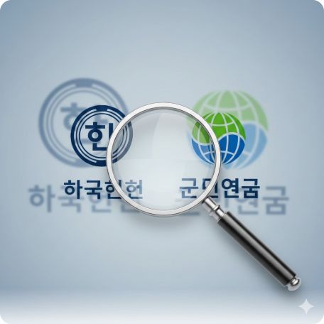 이곳에 관련 이미지 삽입: 한국은행과 국민연금 로고가 겹쳐진 배경에 '감시'를 상징하는 돋보기 이미지