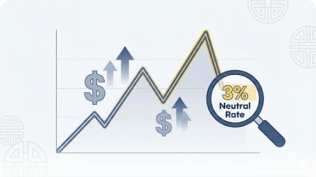 이곳에 관련 이미지 삽입: 미국 금리 추이를 보여주는 그래프와 3% 중립 금리를 강조하는 인포그래픽