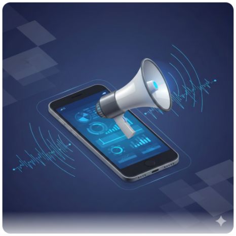 이곳에 관련 이미지 삽입: '호통 경제학' 혹은 'SNS 정치'를 상징하는 스마트폰과 확성기 일러스트