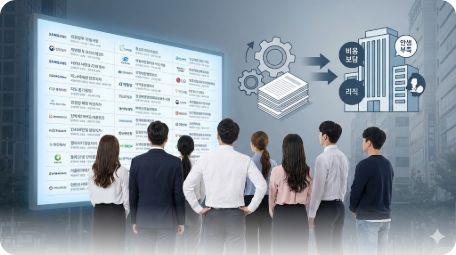 이곳에 관련 이미지 삽입: 취업 게시판을 보는 청년들의 뒷모습 또는 기업의 채용 부담을 상징하는 인포그래픽