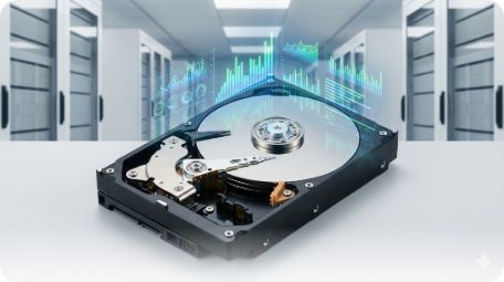이곳에 관련 이미지 삽입: 컴퓨터 하드디스크 또는 데이터 분석을 시각화한 도표 이미지