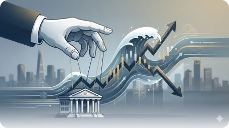 이곳에 관련 이미지 삽입: 주식 시장 변동성을 나타내는 차트나 '관치 금융' 논란을 다루는 삽화