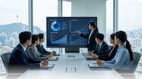 이곳에 관련 이미지 삽입: 전문 펀드매니저들이 자산 운용을 논의하는 모습이나 복리 효과를 설명하는 이미지