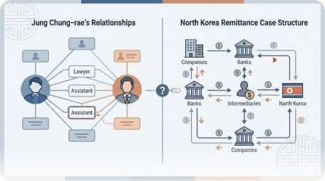 이곳에 관련 이미지 삽입: 정청래 의원과 새롭게 임명된 법률 보좌관의 관계도 또는 대북 송금 사건의 핵심 구조를 보여주는 도표