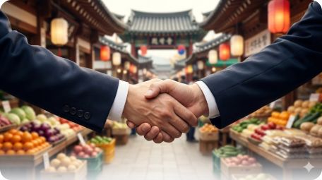 이곳에 관련 이미지 삽입: 전통시장을 방문해 시민들과 악수하는 대통령 또는 타운홀 미팅 장면