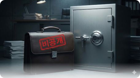 이곳에 관련 이미지 삽입: '비공개' 낙인이 찍힌 서류 가방이나 굳게 닫힌 금고 이미지
