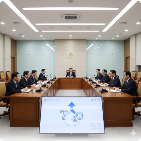 이곳에 관련 이미지 삽입: 정부 광고 집행 개편안을 논의하는 국무회의 회의장 전경 또는 정부 로고와 언론사들이 대치하는 상징적인 그래픽