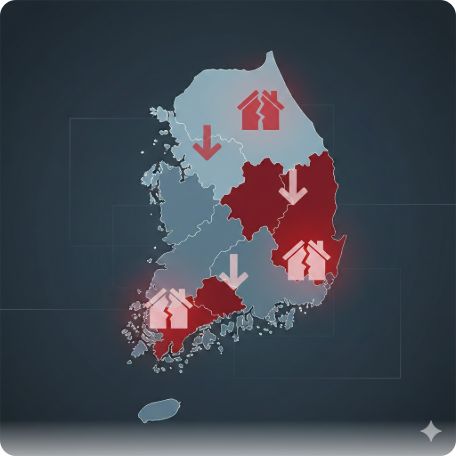 이곳에 관련 이미지 삽입: 지방 주택 담보 대출의 한계점을 나타내는 지도 또는 하우스푸어 위험을 경고하는 그래픽