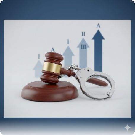 이곳에 관련 이미지 삽입: 판사 방망이와 수갑이 교차되는 이미지 또는 재판 절차(1~4심)를 설명하는 인포그래픽