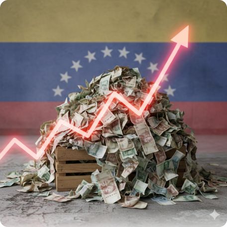 이곳에 관련 이미지 삽입: 베네수엘라의 초인플레이션 현장이나 시위 장면, 혹은 한국과 베네수엘라를 비교하는 지도 이미지