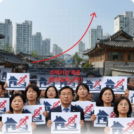 이곳에 관련 이미지 삽입: 부동산 정책 실패 관련 시위 또는 당시 주택 가격 폭등을 나타내는 그래프